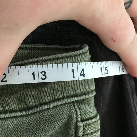 Abercrombie & Fitch Jeans Women Sz 4 Olive Green Distressed Harper Super Skinny - Picture 11 of 11